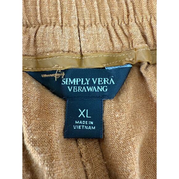 Simply Vera Wang Sz XL Brown Linen Blend High Waist Cargo Shorts Boho Lagenlook - Picture 10 of 13